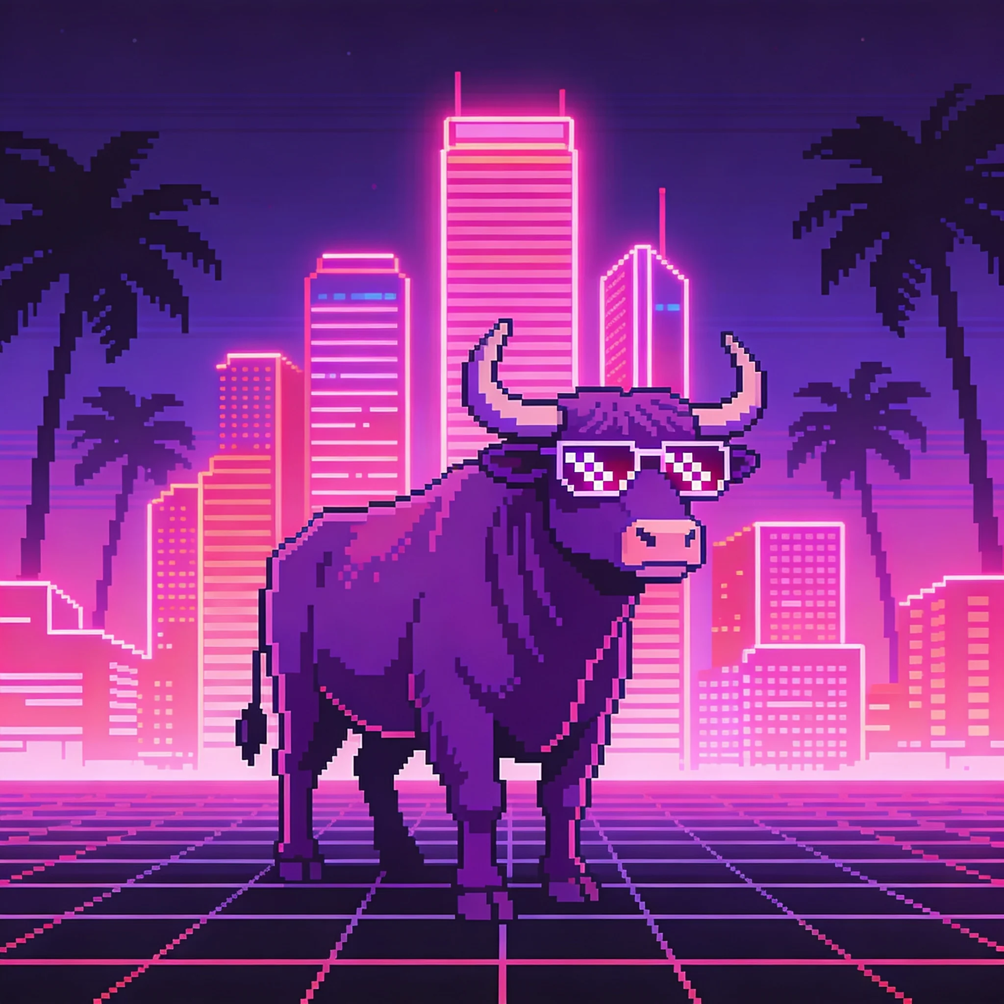 synthwave city scene